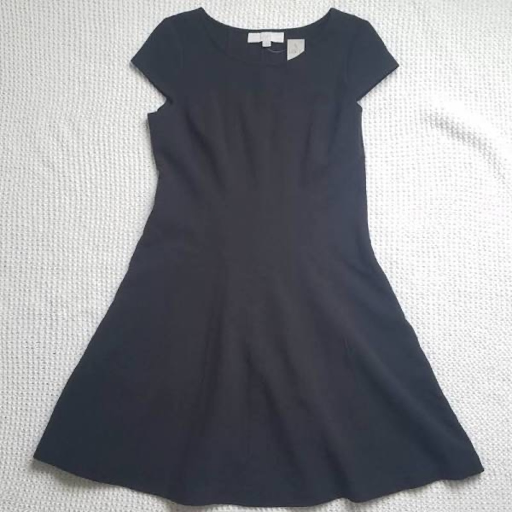 LOFT CAP SLEEVE FLOUNCE BOTTOM FIT  & FLARE DRESS